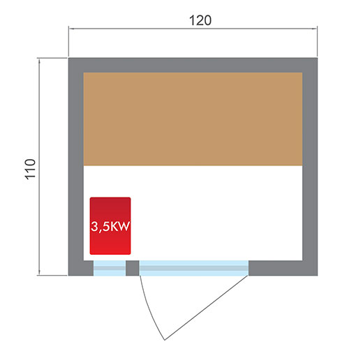 Dimensions sauna Zen 2 places