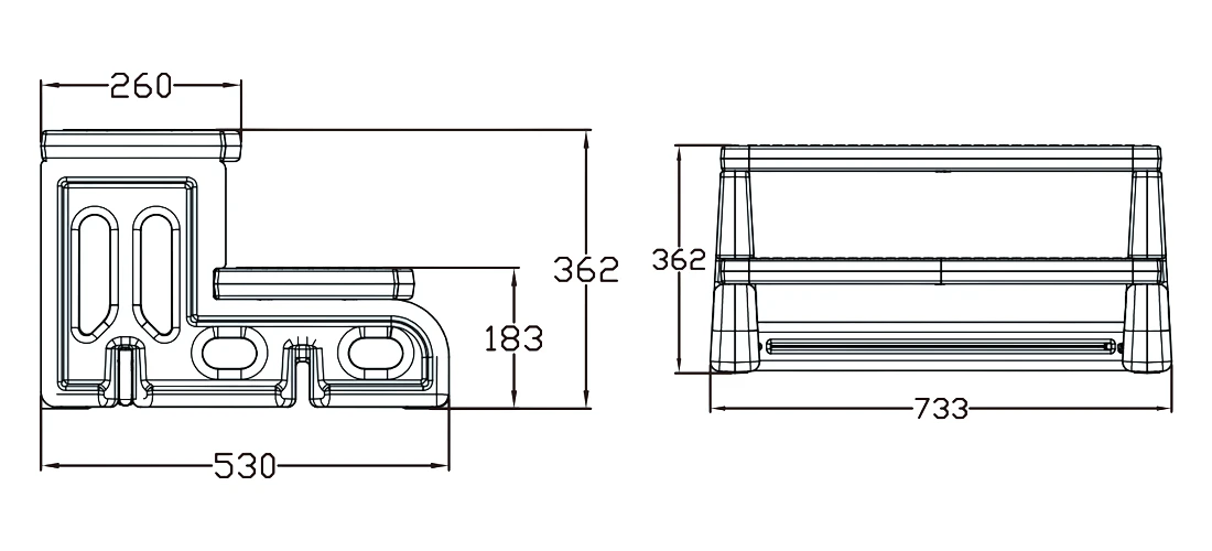 Dimensions marche-pied 2 marches spécial spa robuste et durable