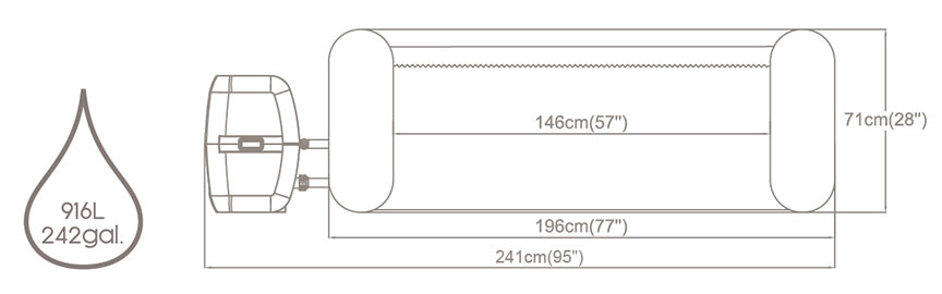 Dimensions du spa gonflable Bestway Dominica Hydrojet Pro 4-6 places