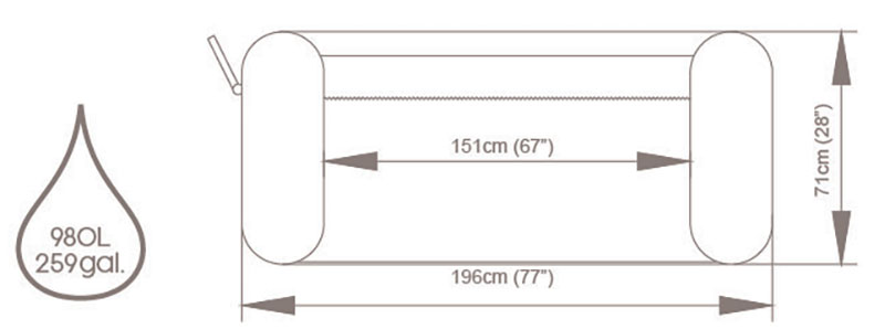 Dimensions du spa Bestway Hawaii 6 Smart AirJet 4-6 places
