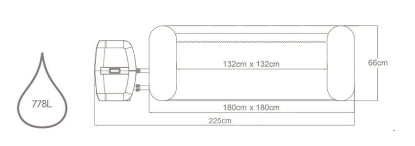 Dimensions du spa Bestway Hollywood Air Jet