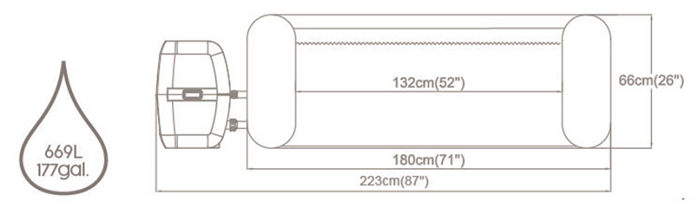 Dimensions du spa gonflable Bestway Miami 4 AirJet 2-4 places