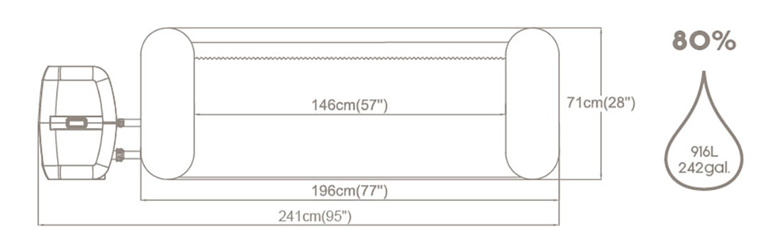Dimensions du spa gonflable Bestway Palm Springs AirJet 4-6 places