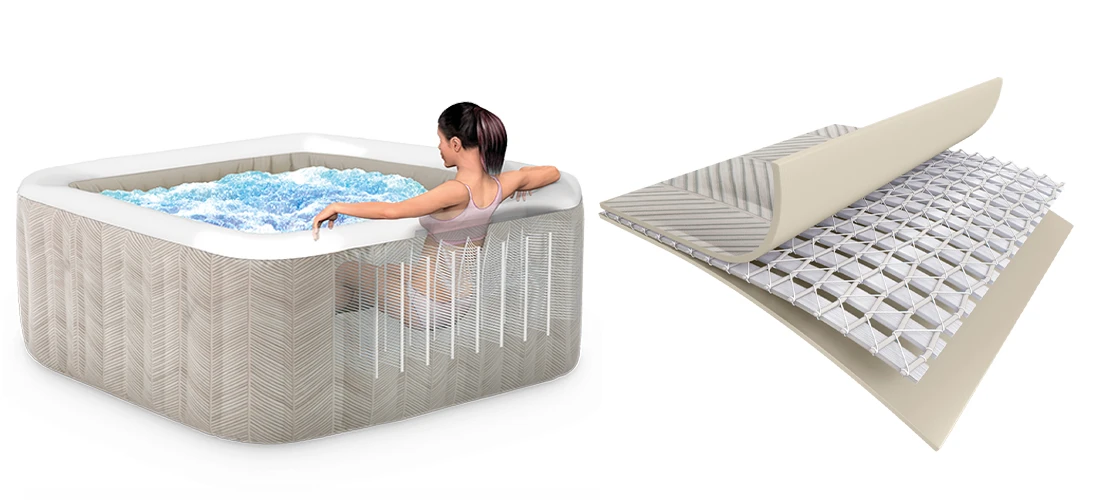 Technologie Fiber Tech du spa intex bulles Chevron 4 places