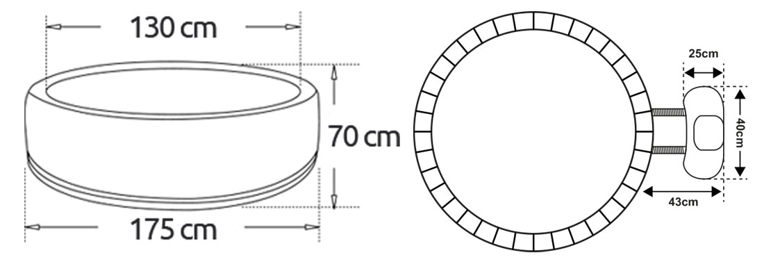 Dimensions pour Spa Montana 4 places