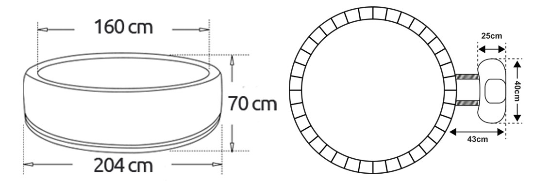 Dimensions pour Spa Octopus Montana 6 places