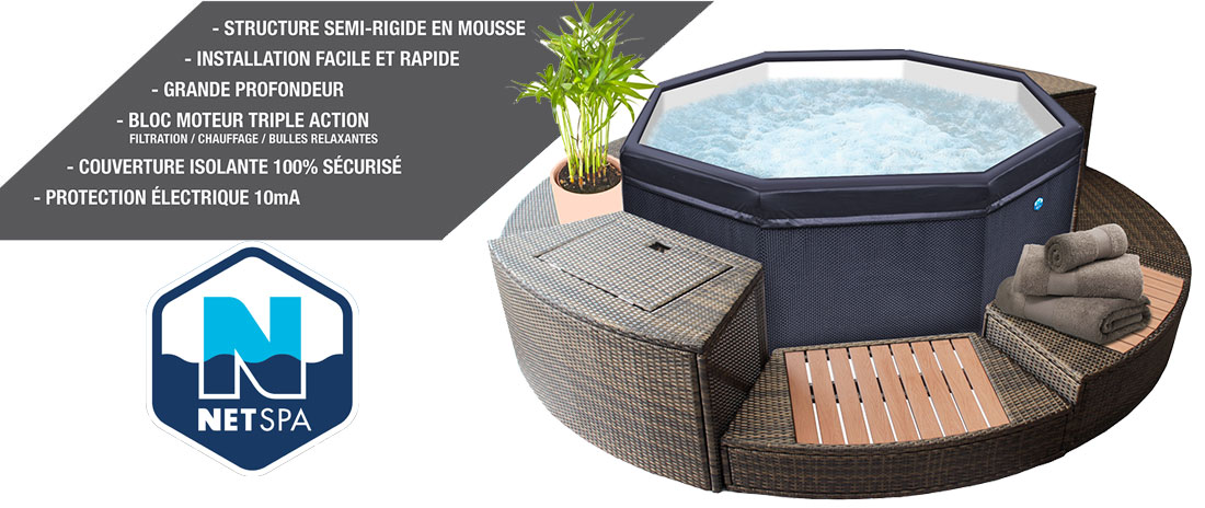 Spa NetSpa Octopus avec kit mobilier amovible complet