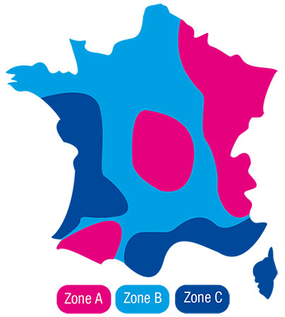 Carte de France pour le chauffage de piscine