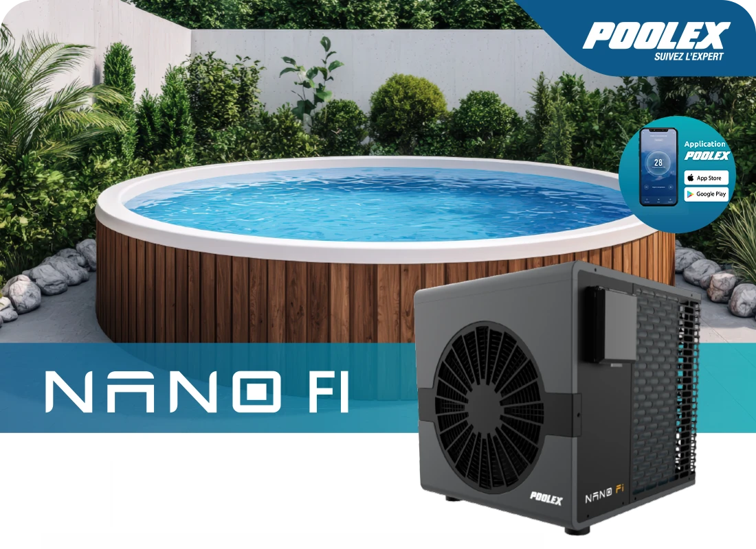 Pompe à chaleur piscine Poolex Nano New Fi, Full Inverter réversible et connectée