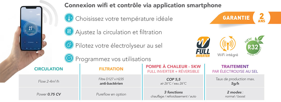 Filtration, chauffage, traitement piscine Poolican Poolex solution 4 en 1