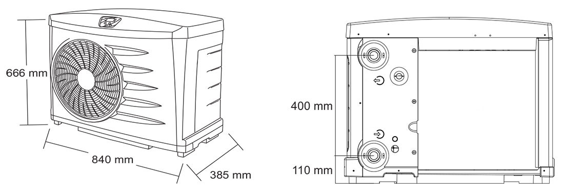 Dimensions pompe à chaleur pour piscine Zodiac Z200