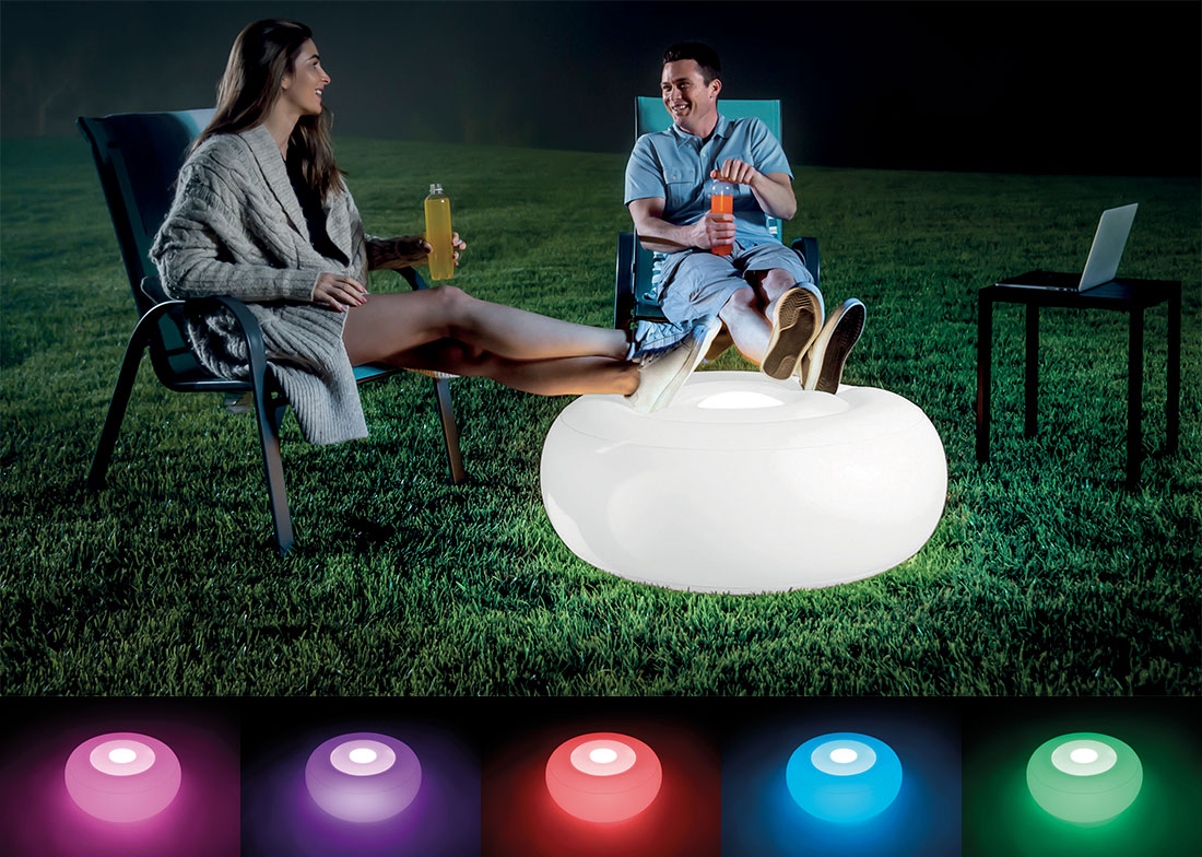 Cube Lumineux LED 16 Couleurs Avec Télécommande - 43x43x43 Cm - Table Basse/Pouf Extérieur Imperméable
