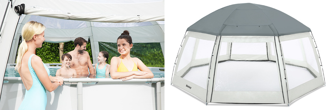 Dôme de protection souple pour piscine, spa ou salon de jardin