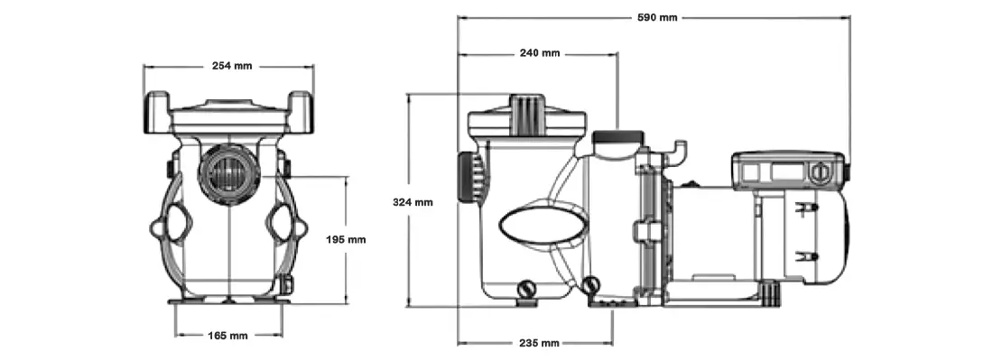 Dimensions pompe Zodiac vitesse variable Ei30iQ pour piscine