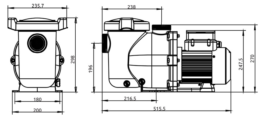 Dimensions pompe piscine Onduline Poolex
