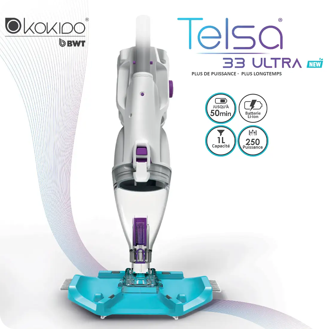 Aspirateur sans fil piscine Telsa 33 Ultra Kokido