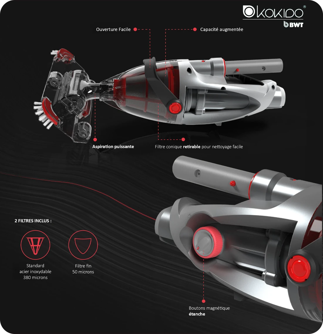 Nettoyeur piscine sans fil Kokido Voltera 25