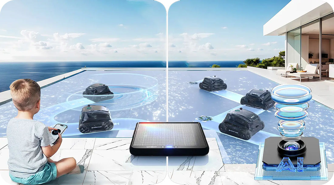 Robot de piscine Wybot S2 VIsion à recharge solaire