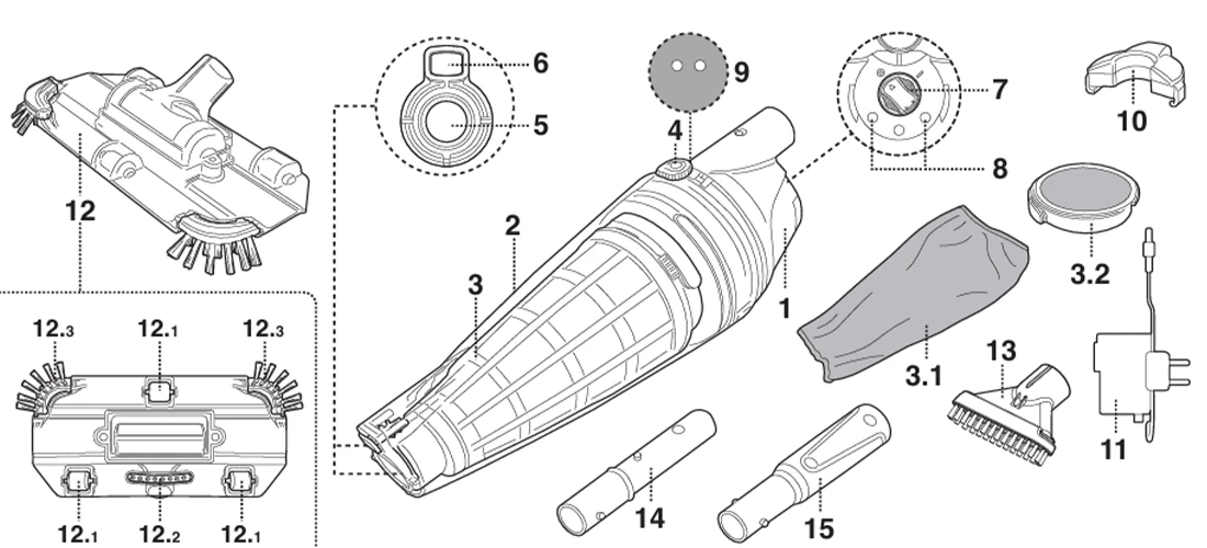 Vue éclatée pièces détachées Voltera 55 Kokido EV55