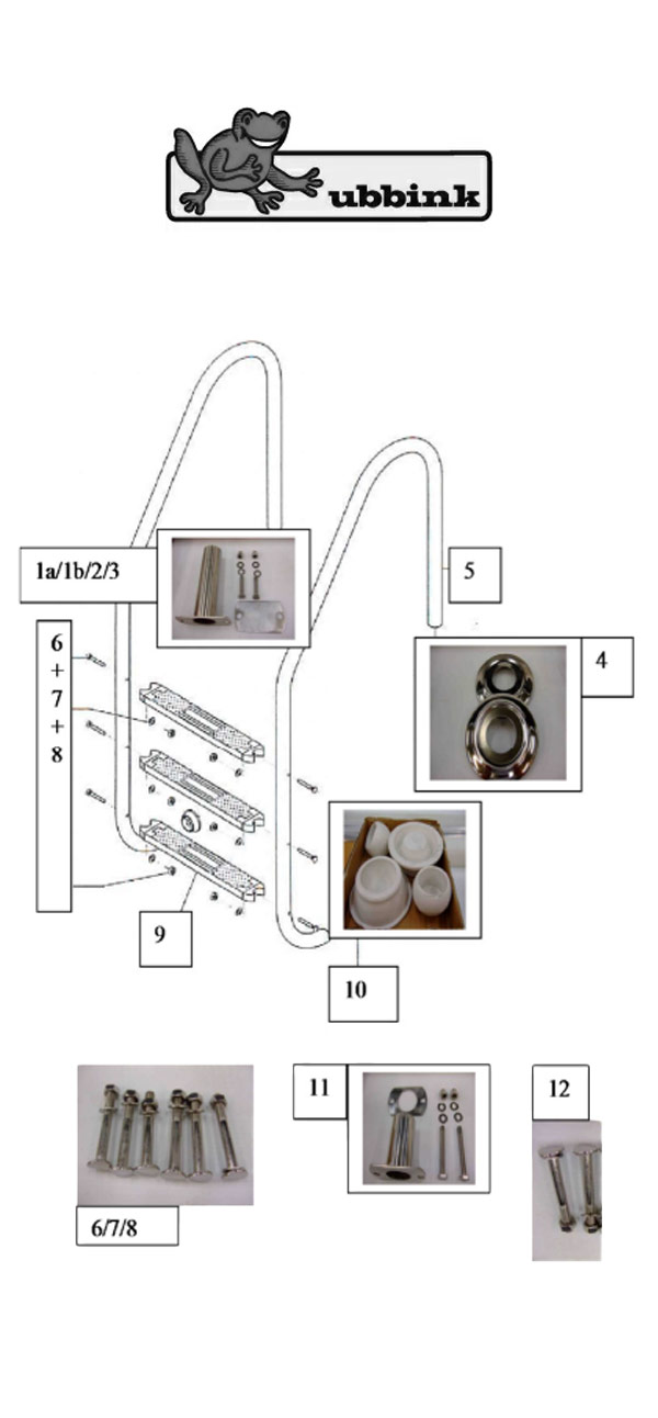 Schéma éclaté pièces détachées pour échelle intérieure inox Ubbink 7514750