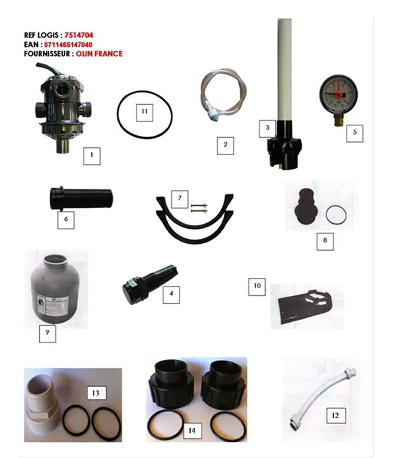 Schéma éclaté pièces détachées filtre à sable PoolFilter 400 Ubbink
