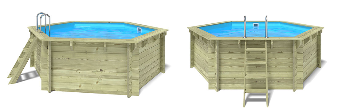 Piscine en bois hexagonale Altanka 4,10 x h1,17m