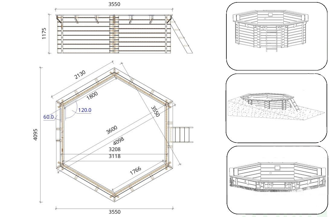 Dimensions piscine Altanka 4,10 x h1,17m