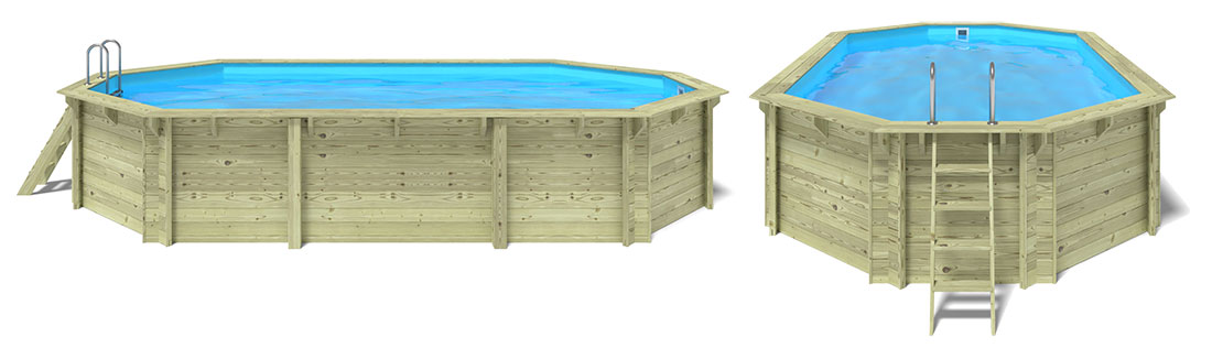 Piscine bois octogonale Altanka 7,57 x 4,07 h1,31m