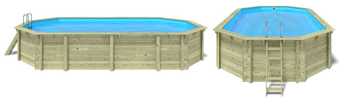 Piscine bois octogonale Altanka 8,57 x 4,57 h1,45m