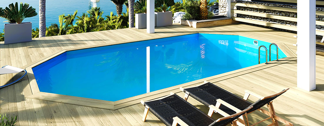 Piscine bois ovale Altanka 8,57 x 4,57 h1,45m