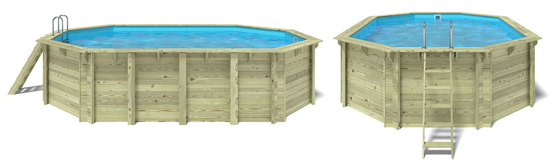 Piscine bois octogonale Altanka 6,53 x 4,41 h1,45m