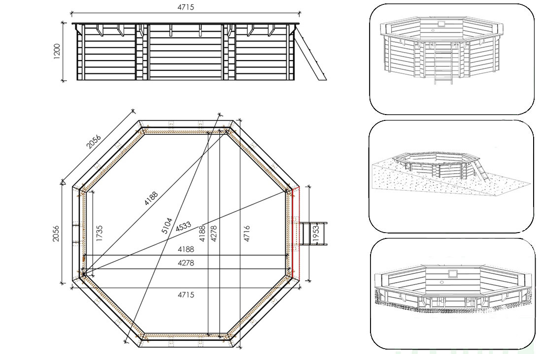Dimensions piscine Altanka 5,10 x h1,20m