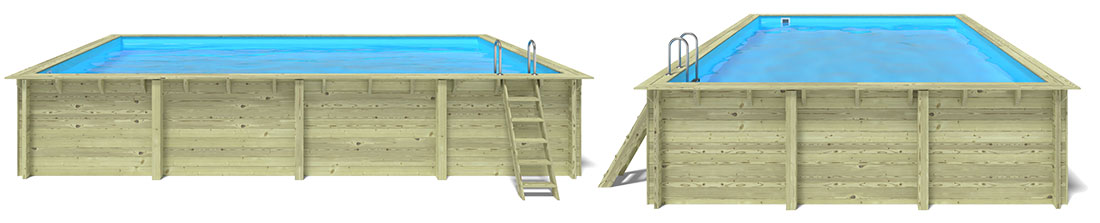 Piscine bois rectangulaire Altanka 8,20 x 5,20 h1,45m