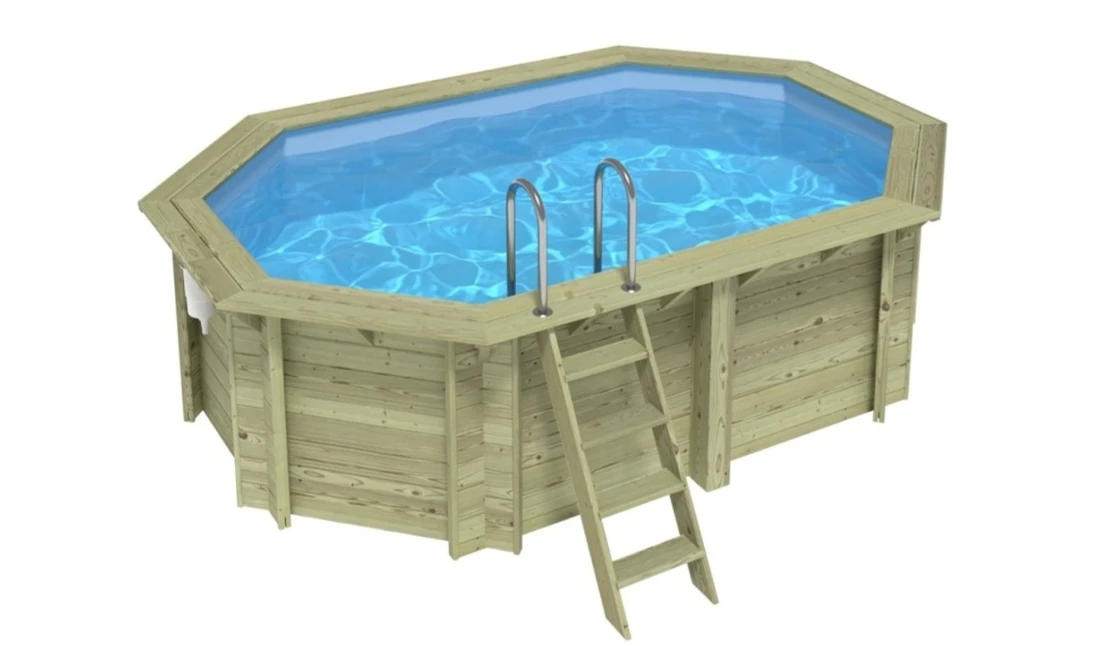 Piscine bois octogonale Altanka 4,30 x 3,00 h1,31m complète