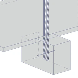 Poteaux à sceller en profondeur dans le béton de la dalle accueillant la piscine bois Altanka