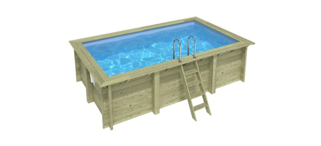 Piscine bois rectangulaire Altanka Aqua 4,65 x 2,85 x h1,24m en vue d'ensemble