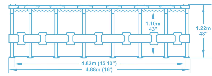 Dimensions Bestway Power Steel Swim Vista 4,88 x h1,22m