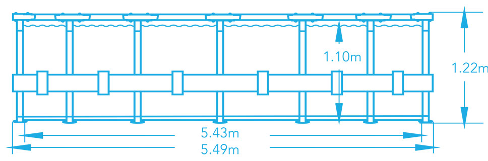 Dimensions Bestway Power Steel Swim Vista 5,49 x h1,22m