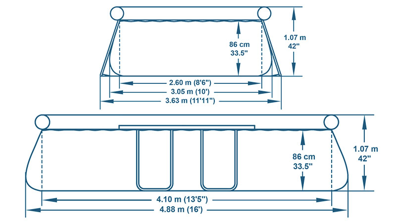Dimensions Bestway Fast Set ovale 4,88 x 3,05 x h1,07m