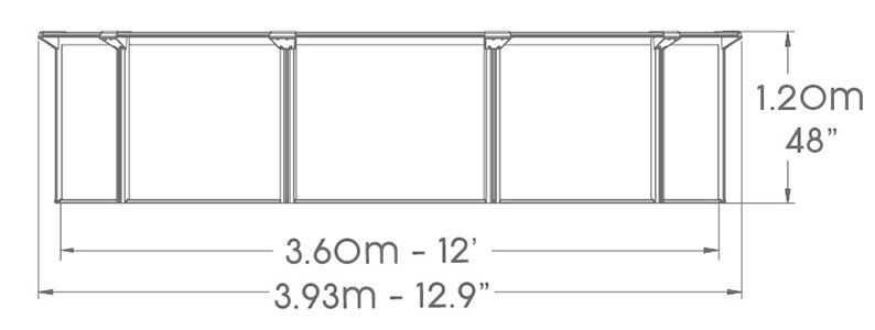 Dimensions Hydrium 3,60 x h1,20m
