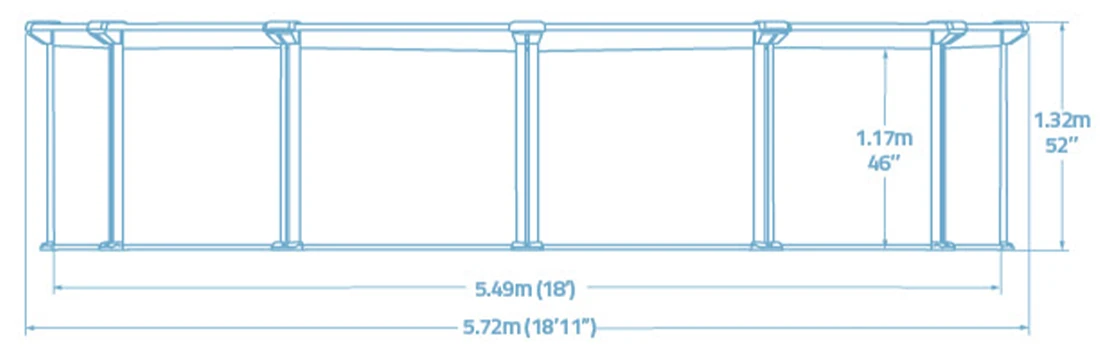 Dimensions piscine acier Bestway Hydrium 365 ronde 5,49 x h1,32m facile à monter