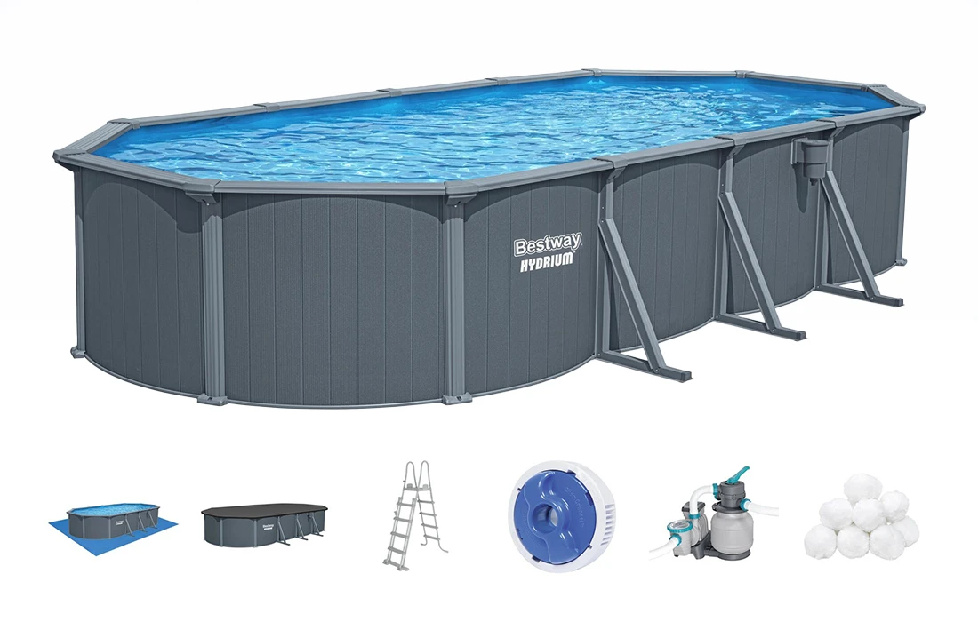 Piscine acier Bestway Hydrium 7,32 x 3,66 x h1,32m complète avec ses équipements