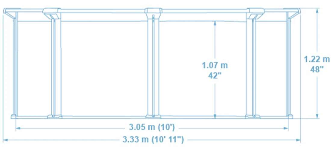 Dimensions piscine acier ronde Bestway Hydrium 3,05 x h1,22m