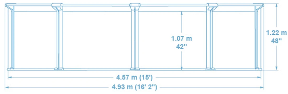 Dimensions de la piscine acier Hydrium 365 Bestway ronde 4,57 x h1,22m