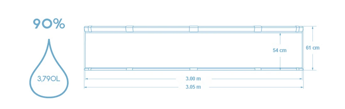 Dimensions piscine acier Bestway ronde Tanx 3,05 x h0,61m