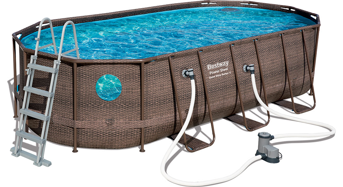 Piscine tubulaire Bestway ovale Power Steel Swim Vista 5,49 x 2,74 x h1,22m