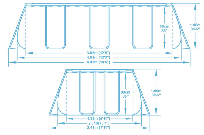 Dimensions piscine tubulaire Bestway Power Steel 4,04 x 2,01 x h1,00 aspect rotin