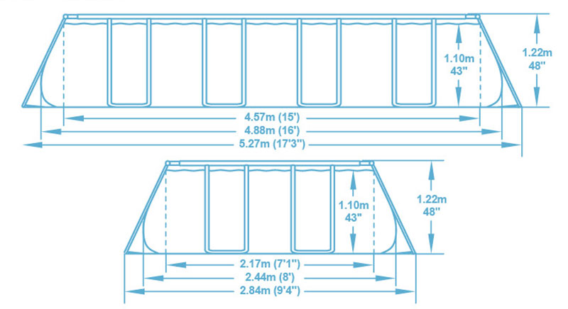 Dimensions Piscine Bestway Power Steel 4,88 x 2,44 x h1,22m