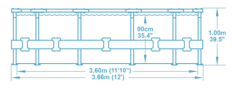 Piscine tubulaire Bestway ronde Steel Pro Max 3,66 x h1,00m