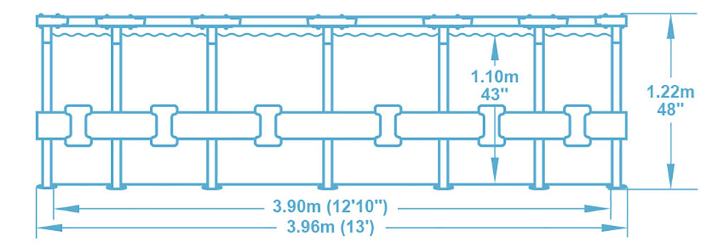 Dimensions Steel Pro Max 3,96 x h1,22m